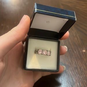 Glass Tanzanite Pink Diamond Gold Plated Ring